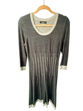 Nine West Gray Knit Midi Dress with Trim